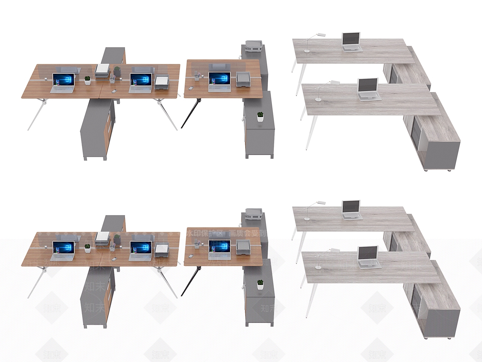现代办公桌3D模型下载【ID:1193564799】