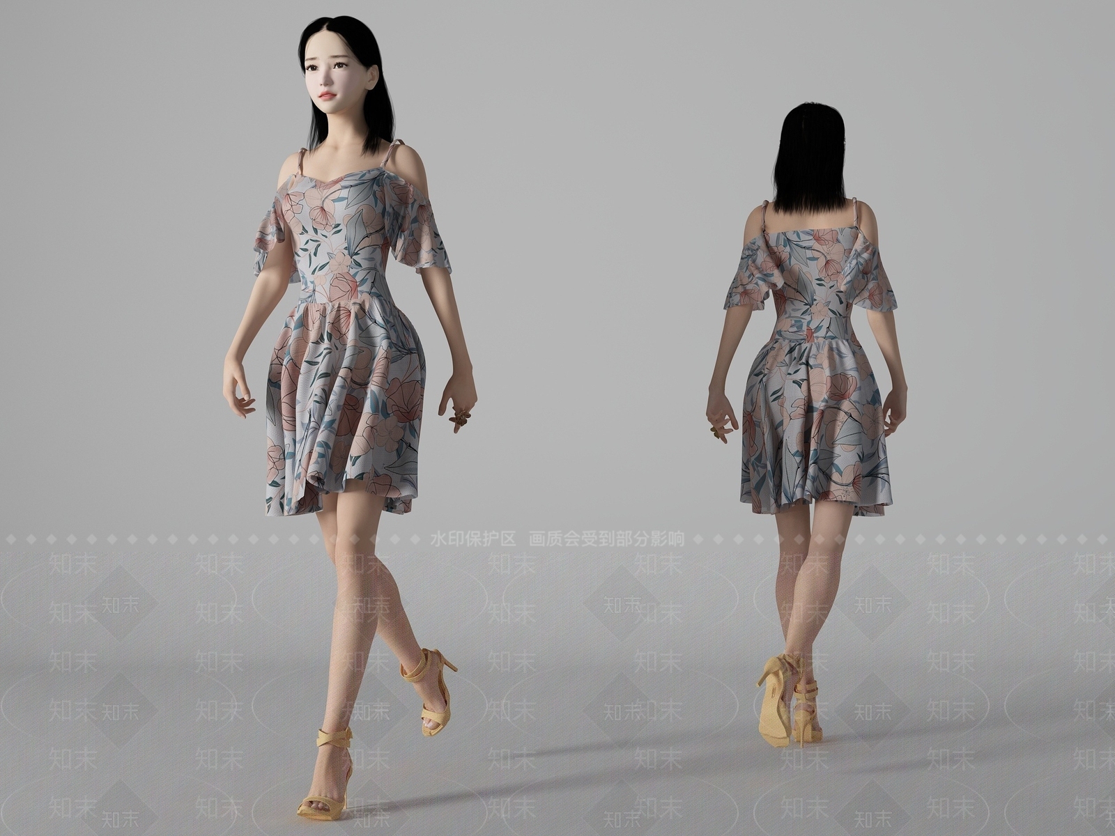 现代美女人物3D模型下载【ID:1193565730】