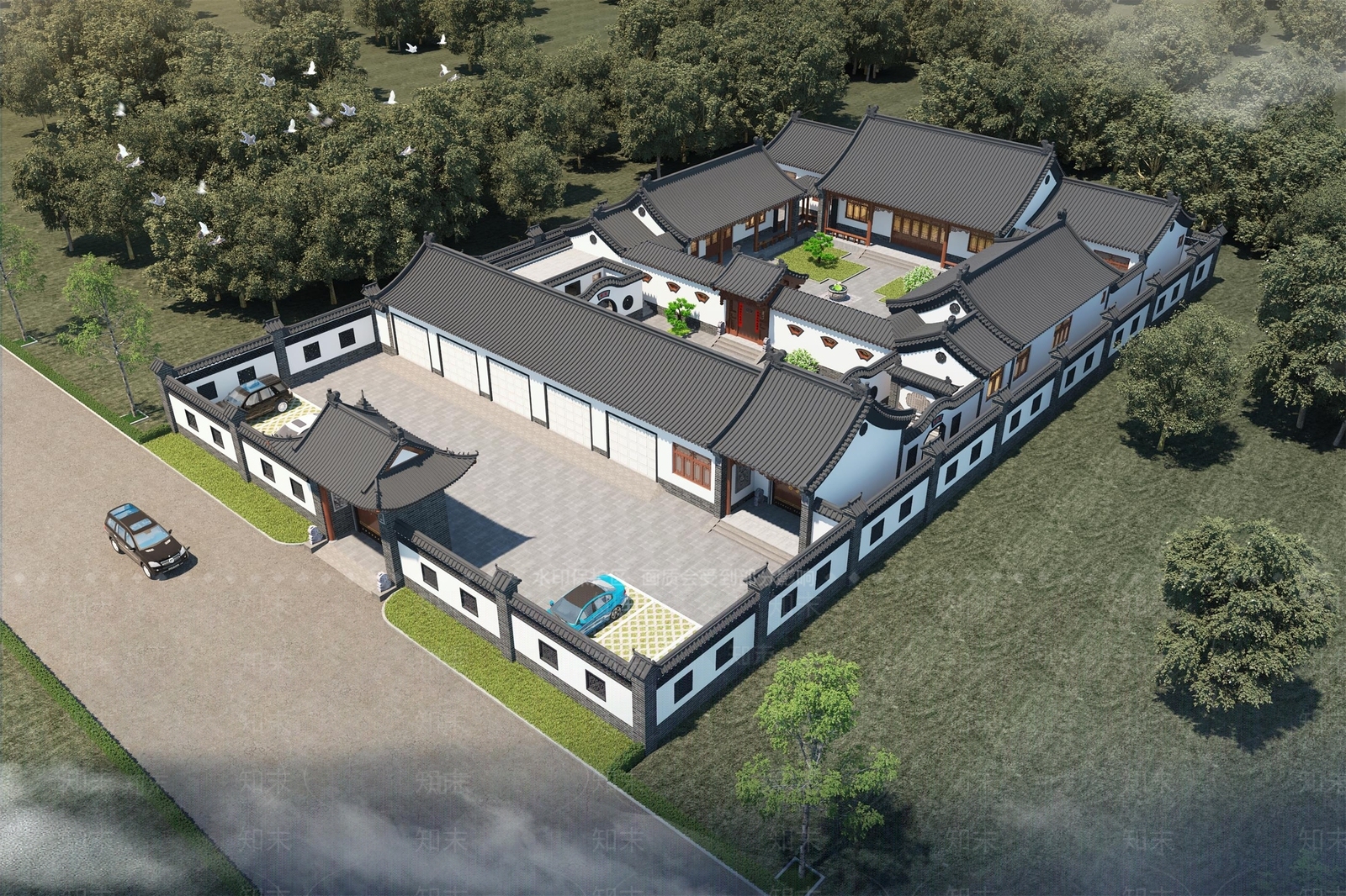 新中式中式四合院3D模型下载【ID:1193566426】