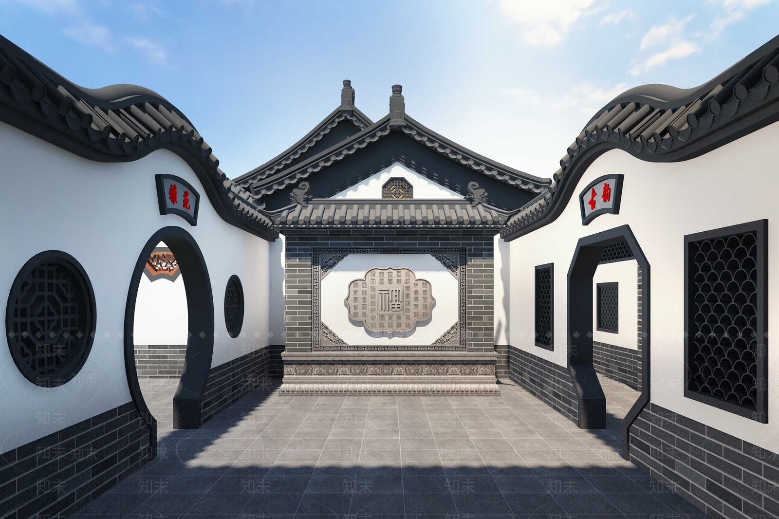 新中式中式四合院3D模型下载【ID:1193566426】