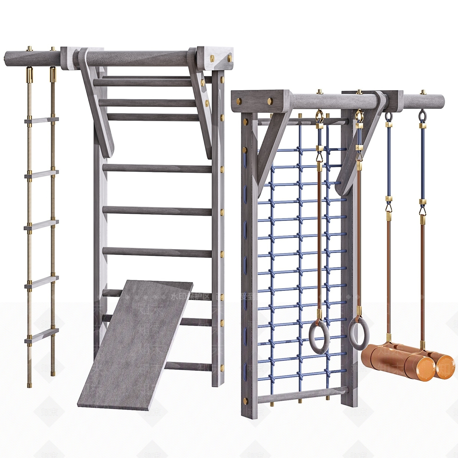 现代儿童攀岩架体能训练3D模型下载【ID:1193566437】