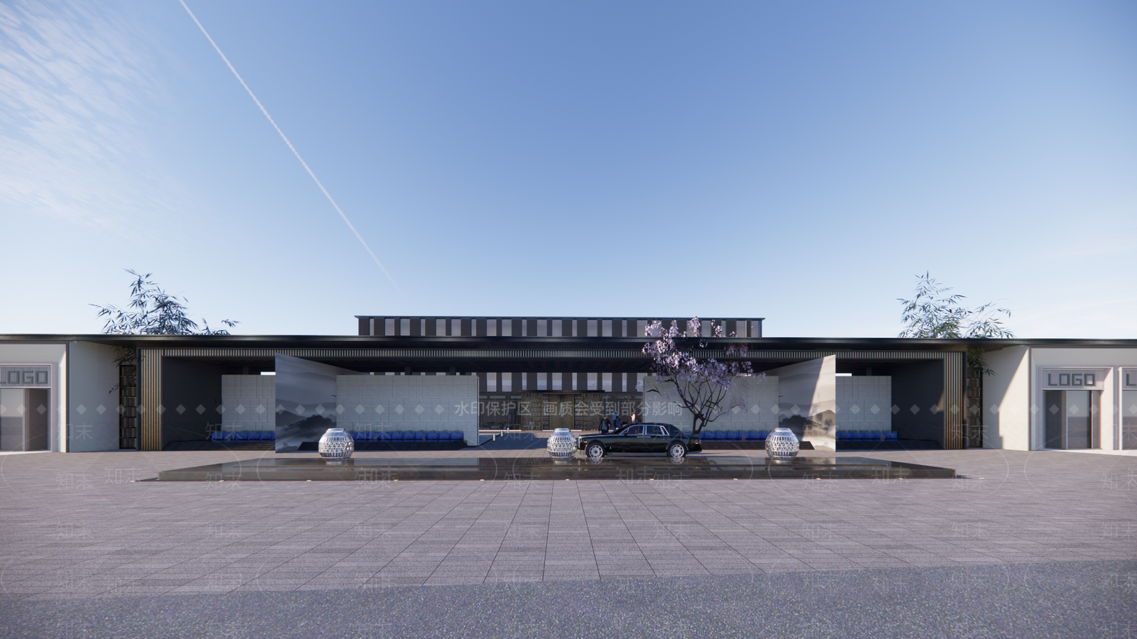 现代售楼处建筑SU模型下载【ID:1193566660】