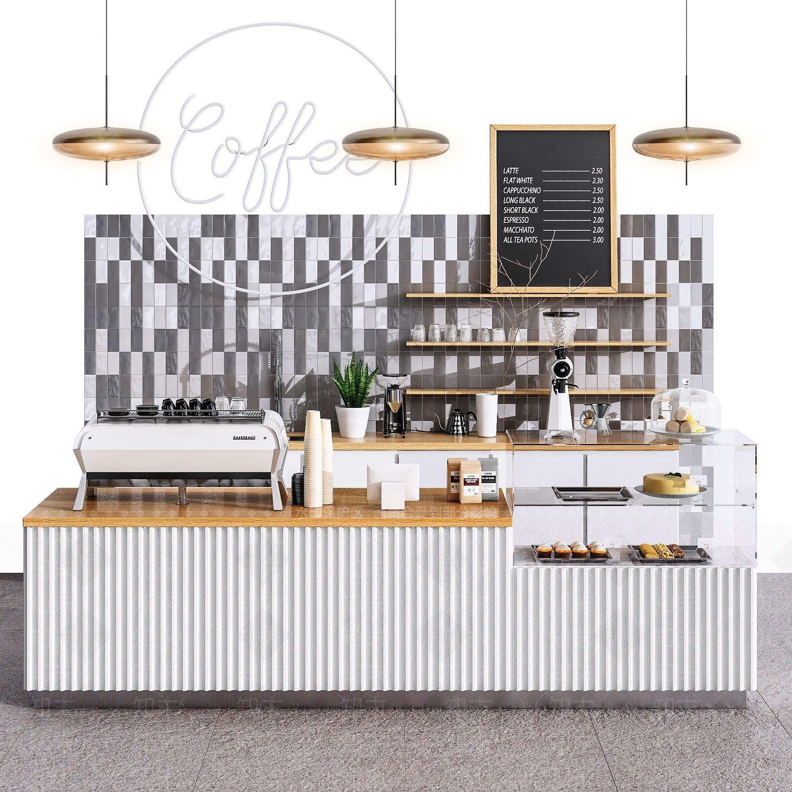 北欧咖啡厅收银台3D模型下载【ID:1193570143】