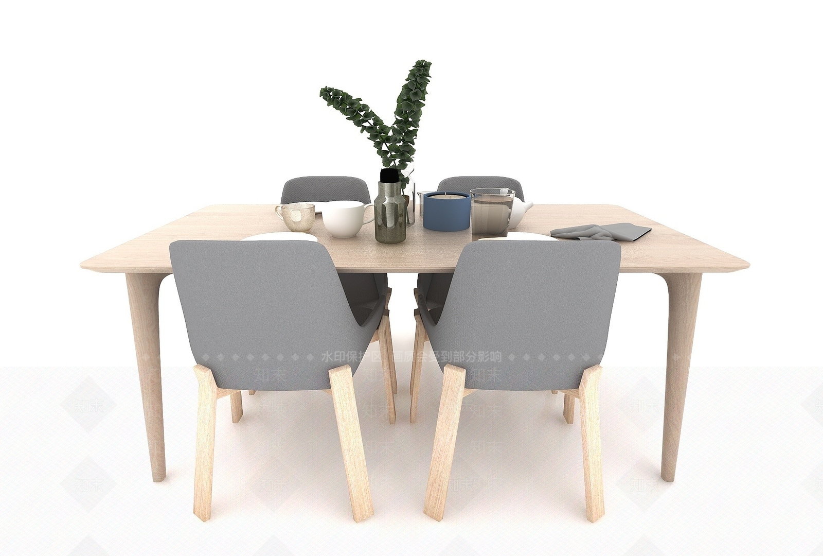 中式4人餐桌3D模型下载【ID:1193570481】
