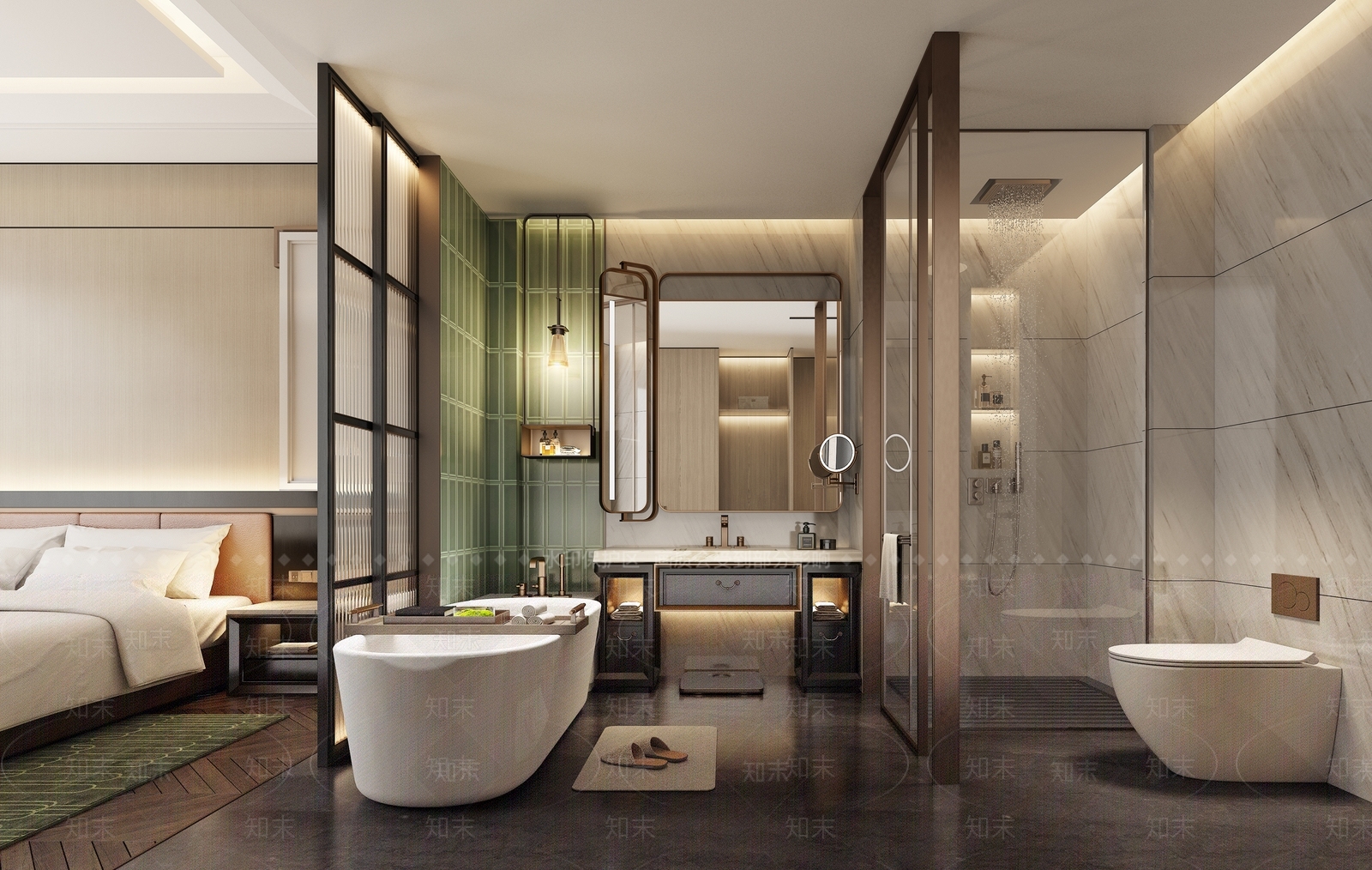 现代轻奢酒店客房3D模型下载【ID:1193570784】