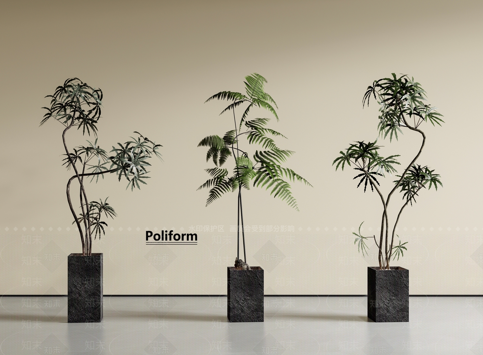 绿植摆件3D模型渲染效果图