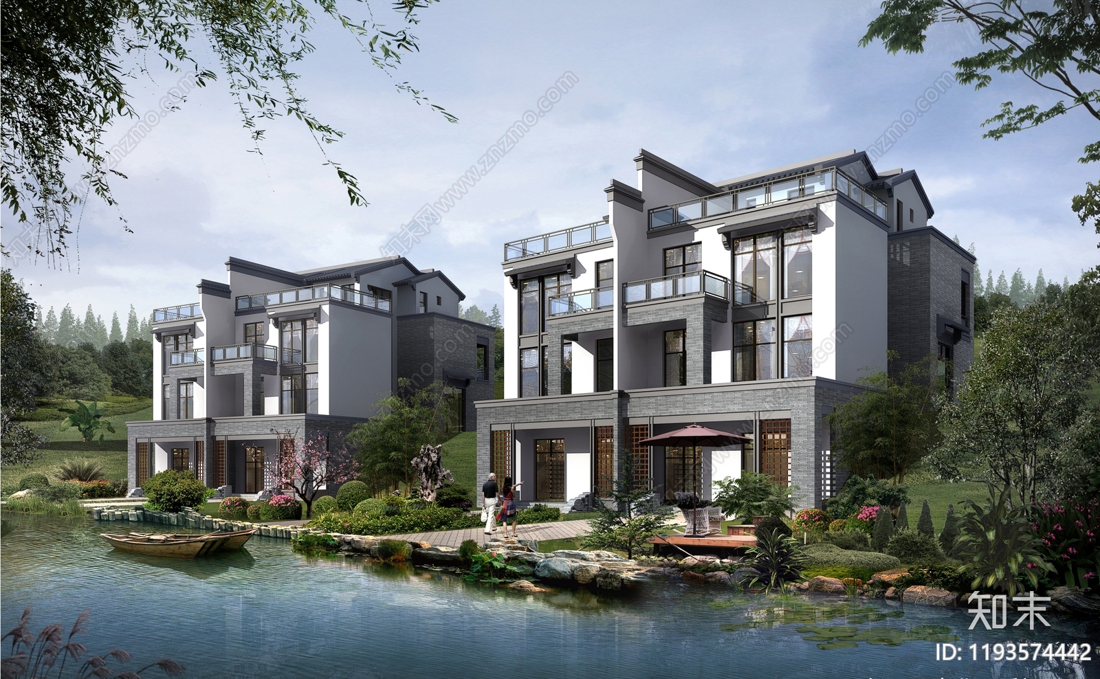 新中式现代别墅建筑施工图下载【ID:1193574442】