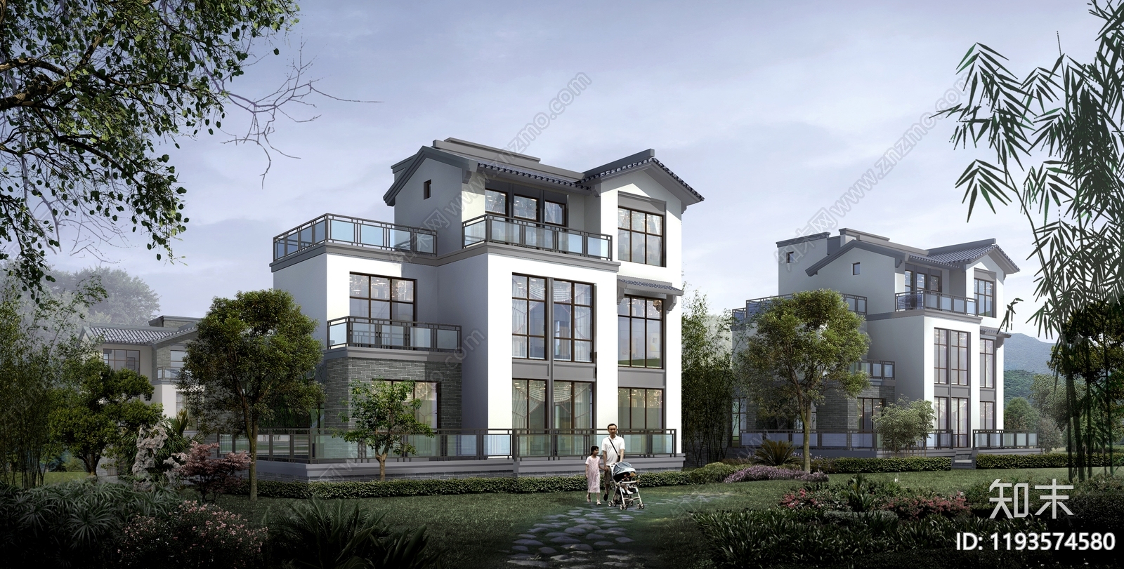 新中式现代别墅建筑施工图下载【ID:1193574580】