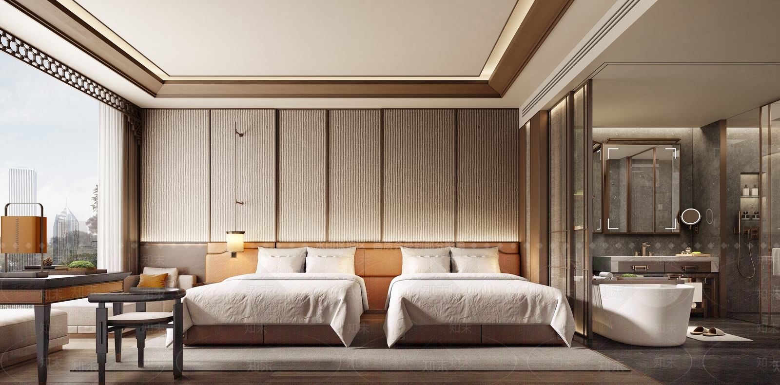 现代轻奢酒店客房SU模型下载【ID:1193575154】