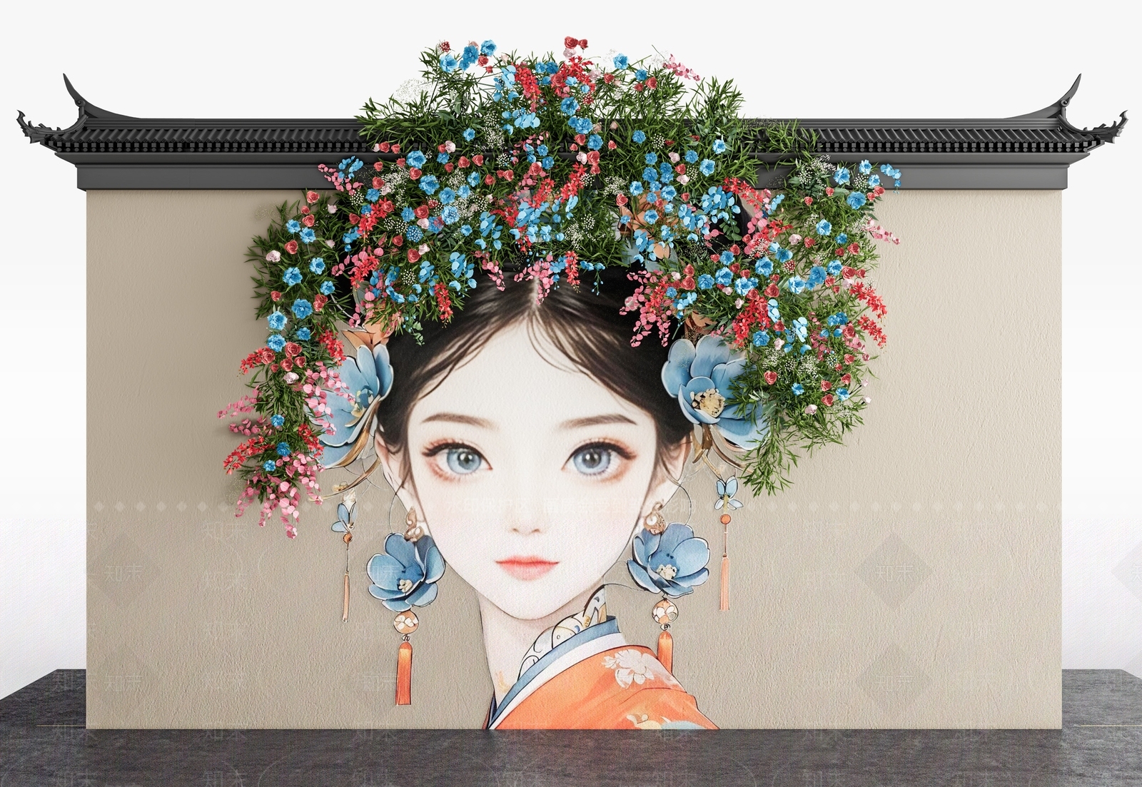 现代打卡墙3D模型下载【ID:1193579291】