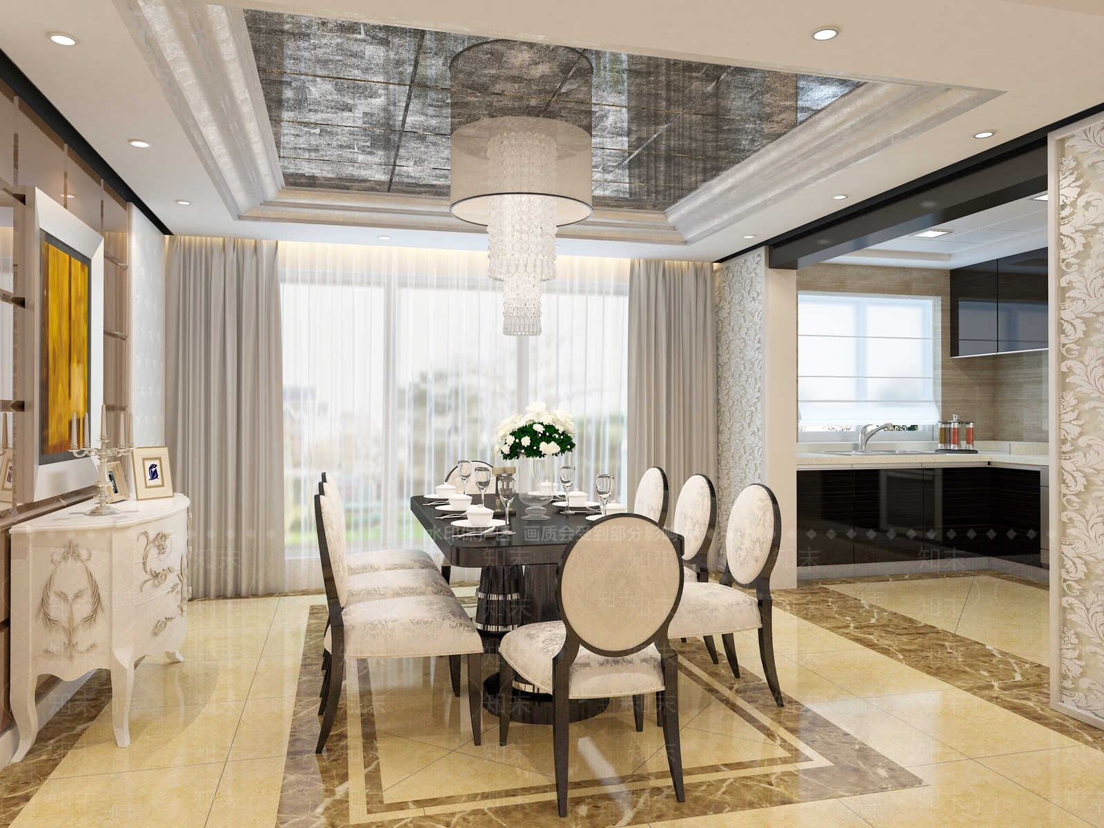 现代北欧客餐厅3D模型下载【ID:1193586696】