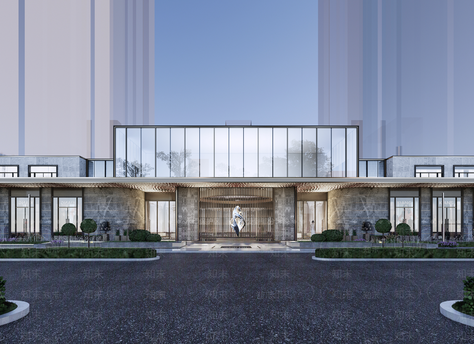 现代售楼处建筑SU模型下载【ID:1193588072】