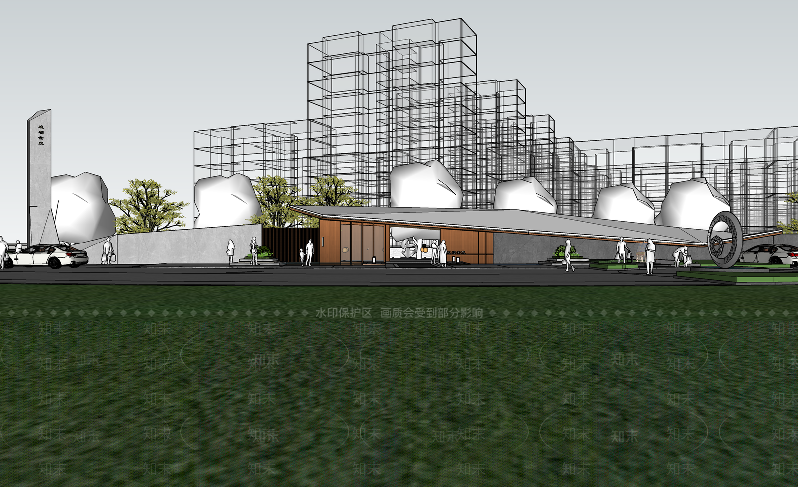 现代小区建筑SU模型下载【ID:1193588377】