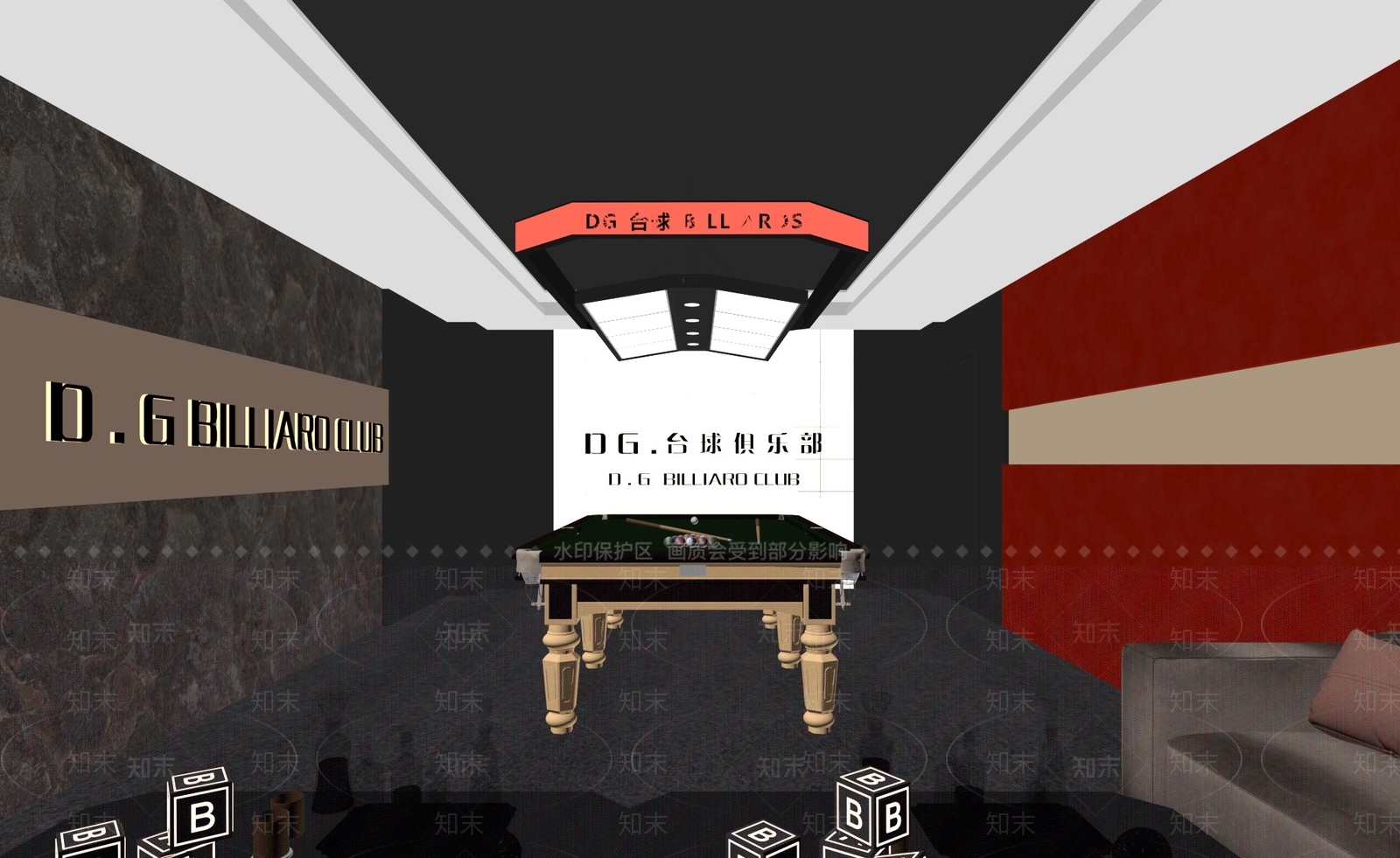 现代台球室SU模型下载【ID:1193590890】