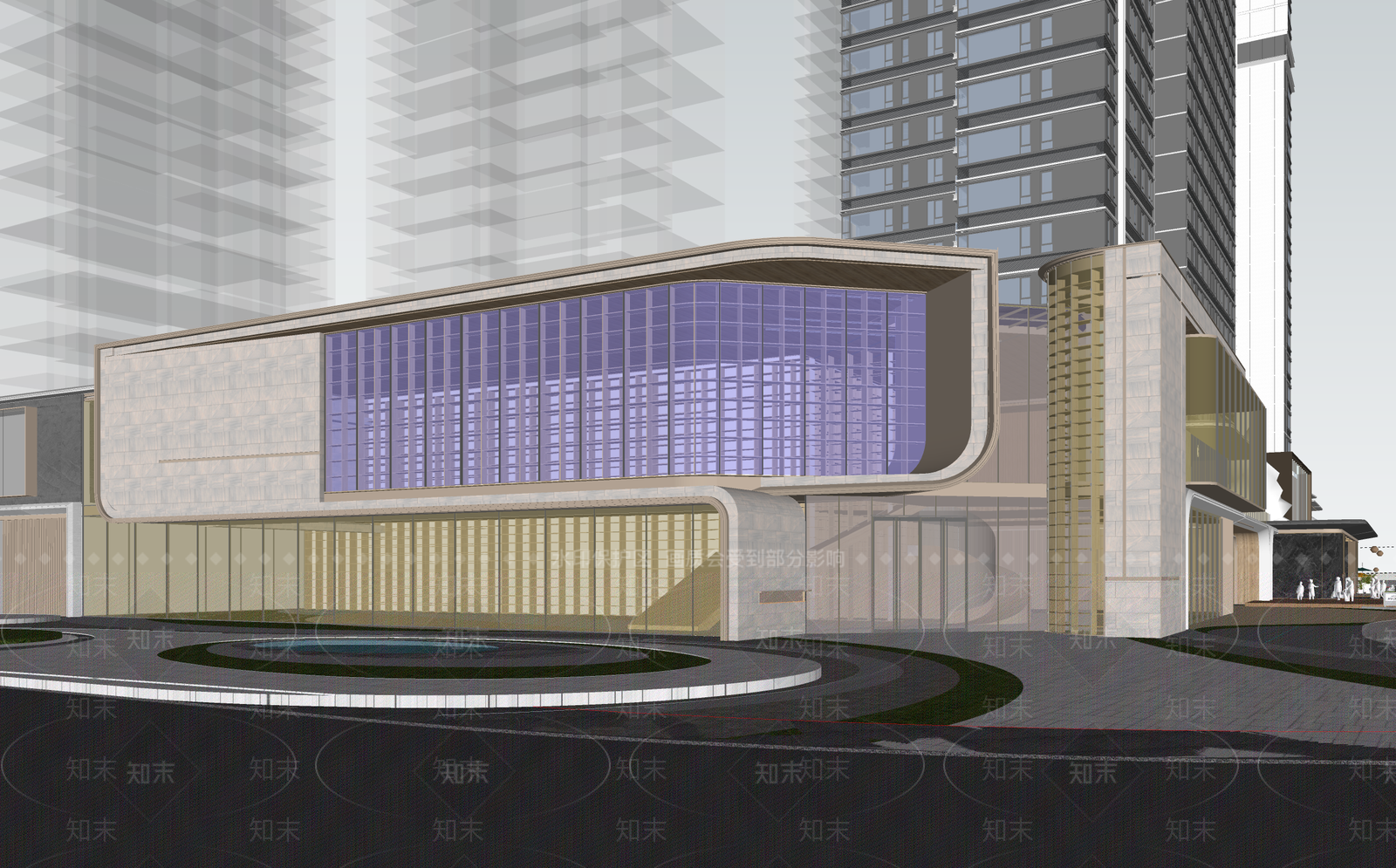 现代售楼处建筑SU模型下载【ID:1193594394】
