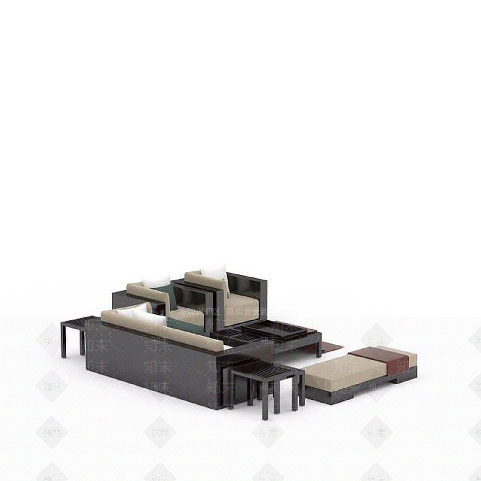 现代双人沙发3D模型下载【ID:1193598292】