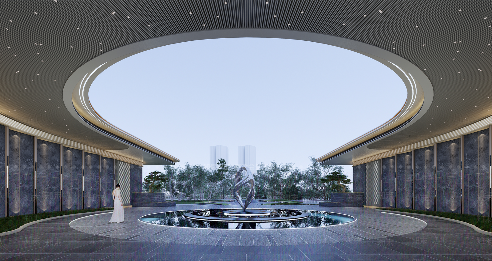 现代售楼处建筑SU模型下载【ID:1193598828】