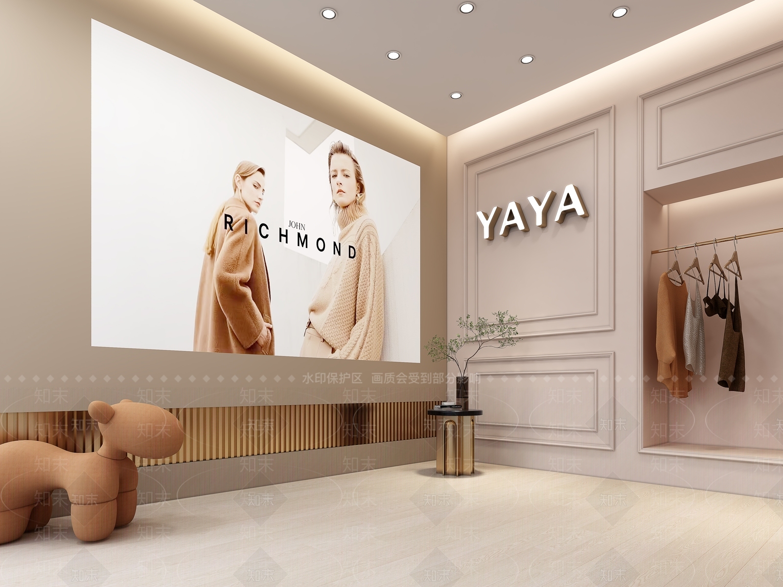 奶油现代服装店3D模型下载【ID:1193600866】