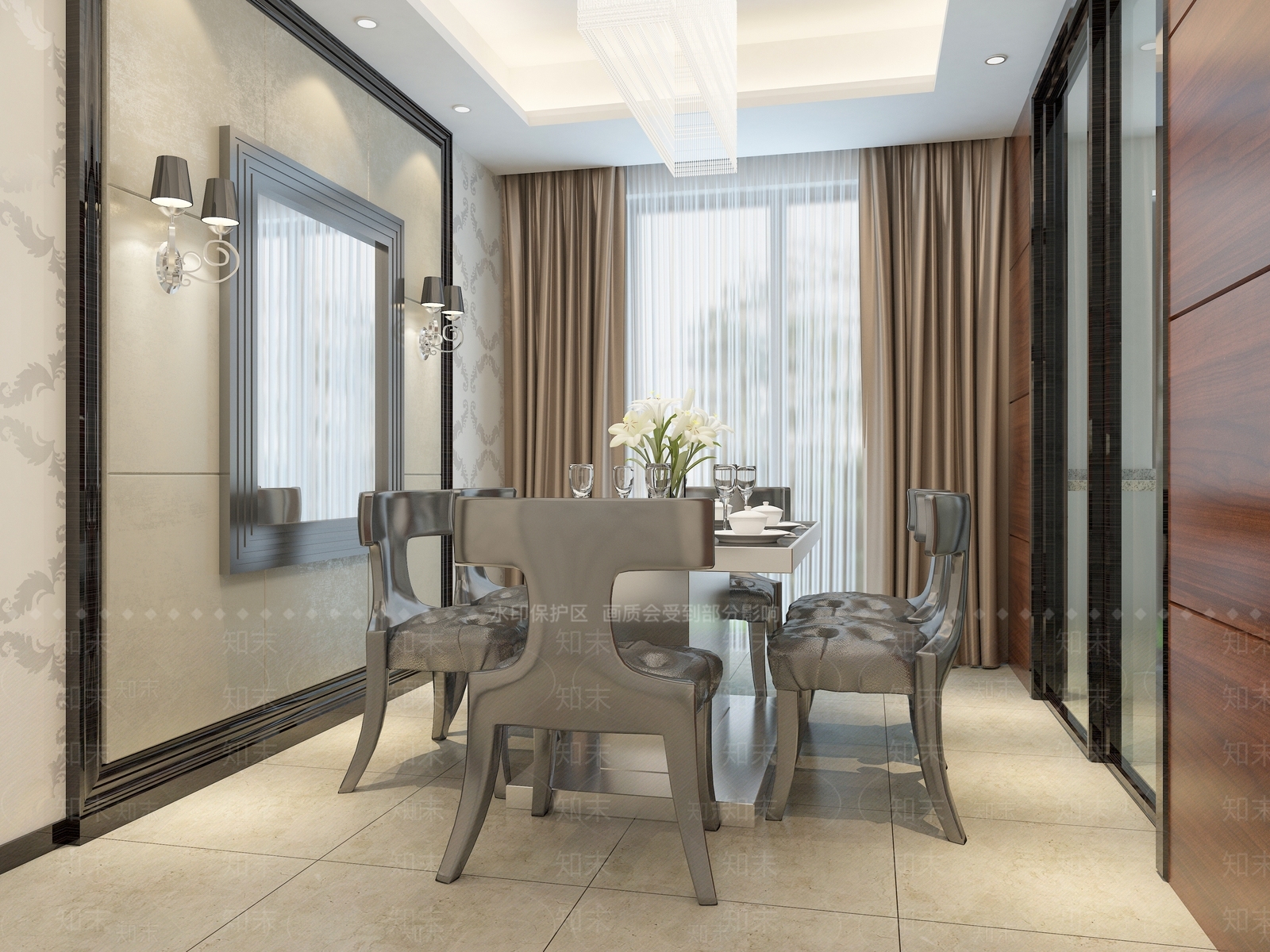 现代简欧客餐厅3D模型下载【ID:1193601821】