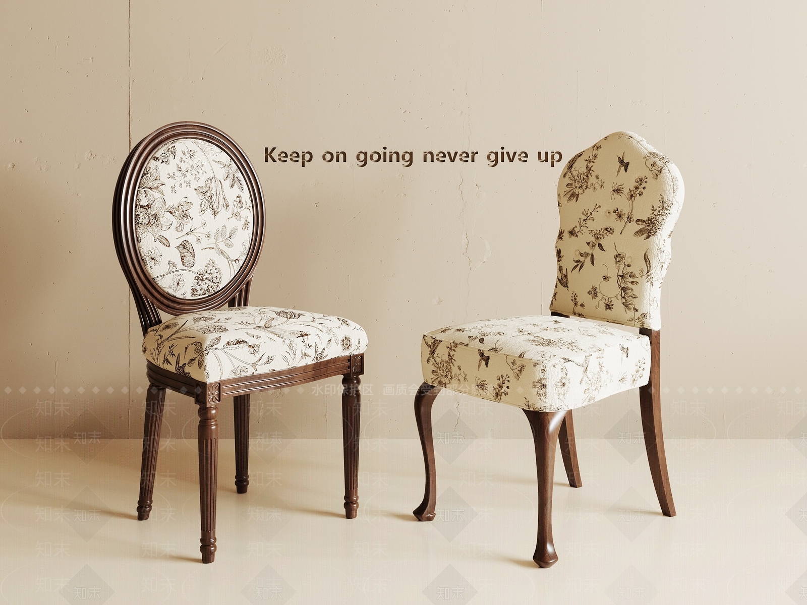 法式复古餐椅3D模型下载【ID:1193606555】