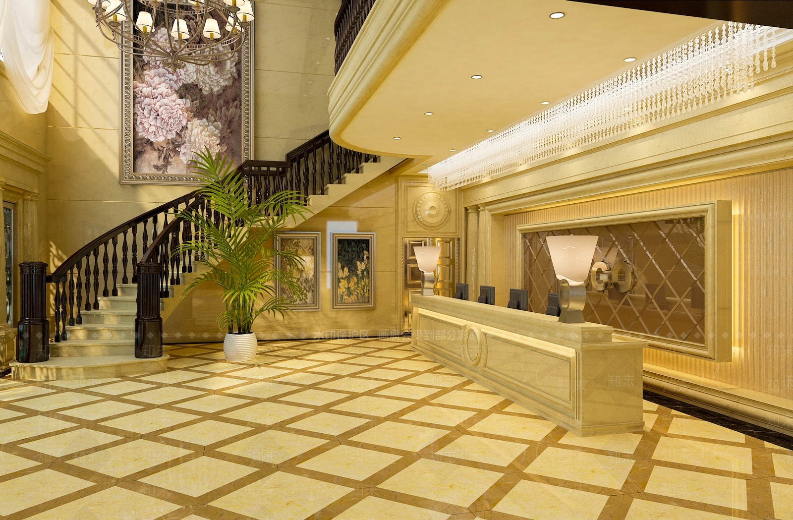 法式欧式大厅3D模型下载【ID:1193606966】