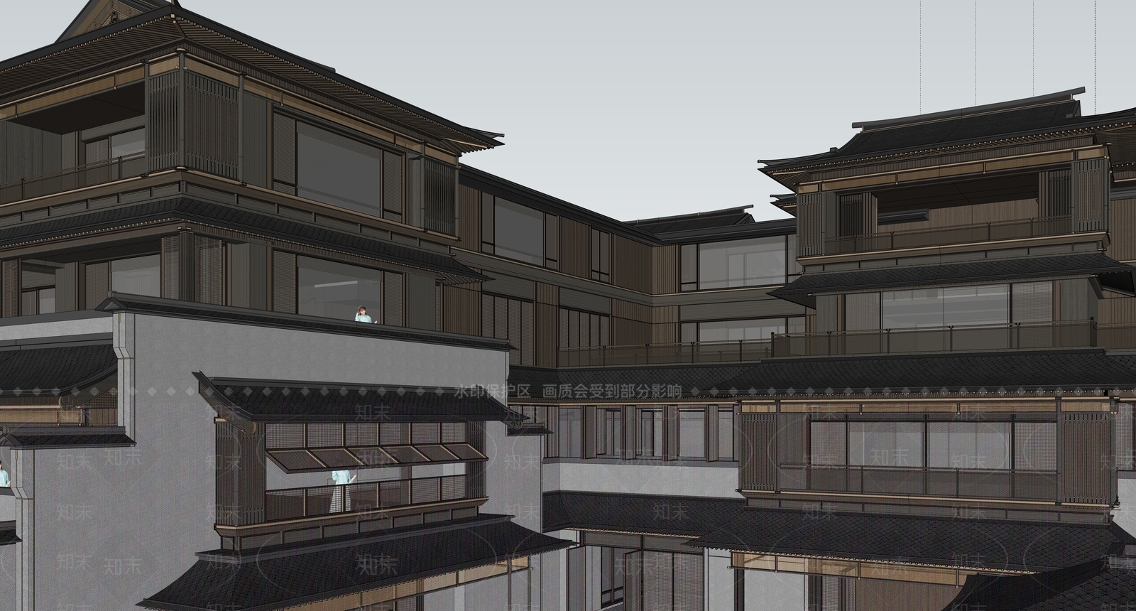 新中式多层住宅SU模型下载【ID:1193608065】