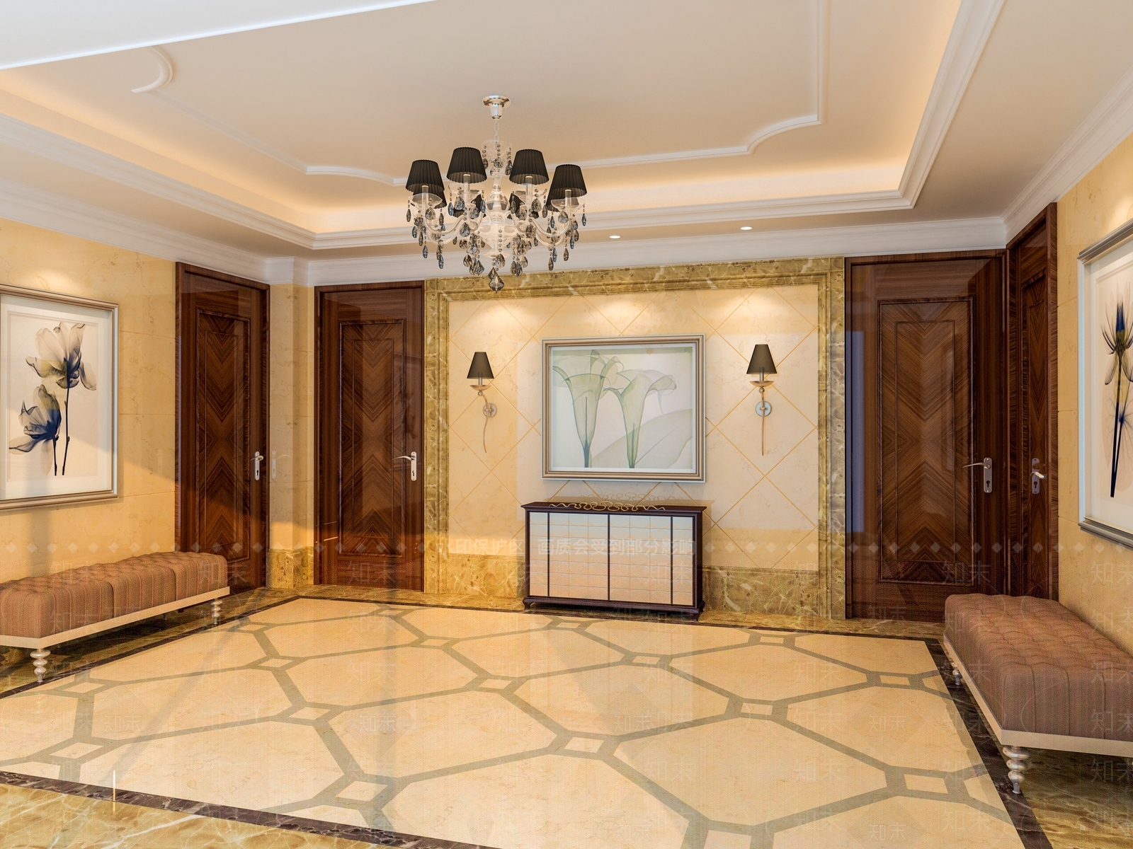 法式欧式大厅3D模型下载【ID:1193607186】