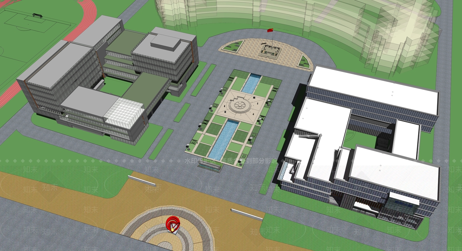 现代学校建筑SU模型下载【ID:1193610138】