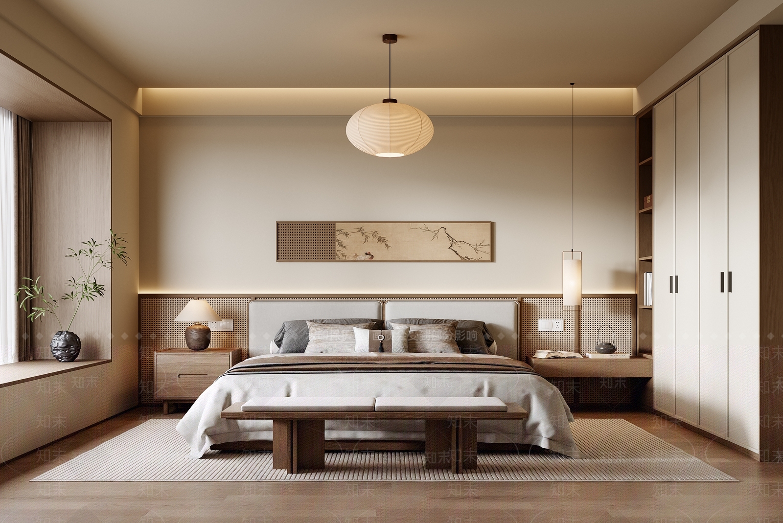 新中式中式宋式卧室3D模型下载【ID:1193611257】