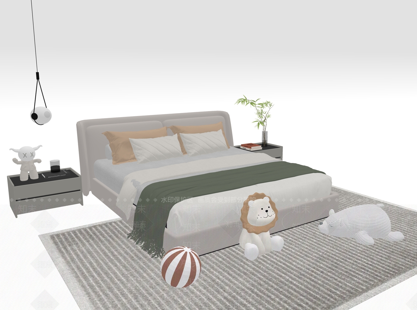 现代儿童床SU模型下载【ID:1193612152】