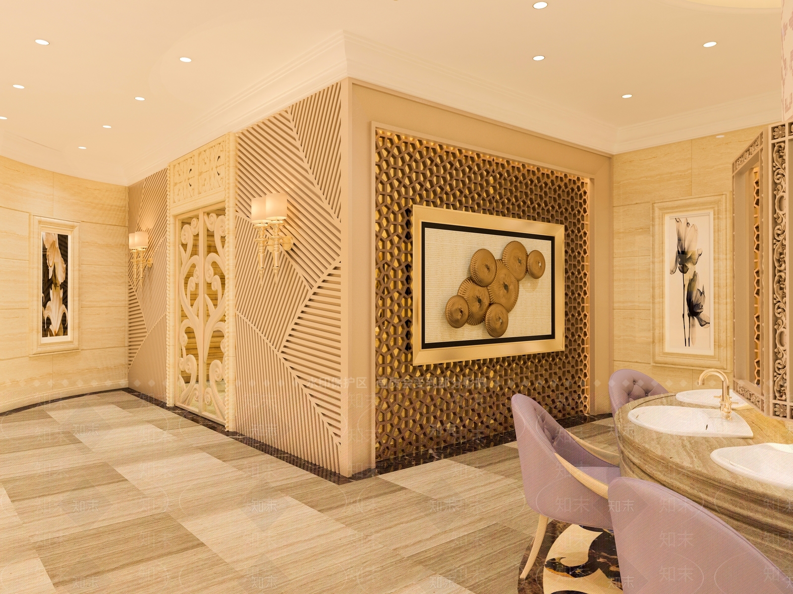 现代法式大厅3D模型下载【ID:1193612943】