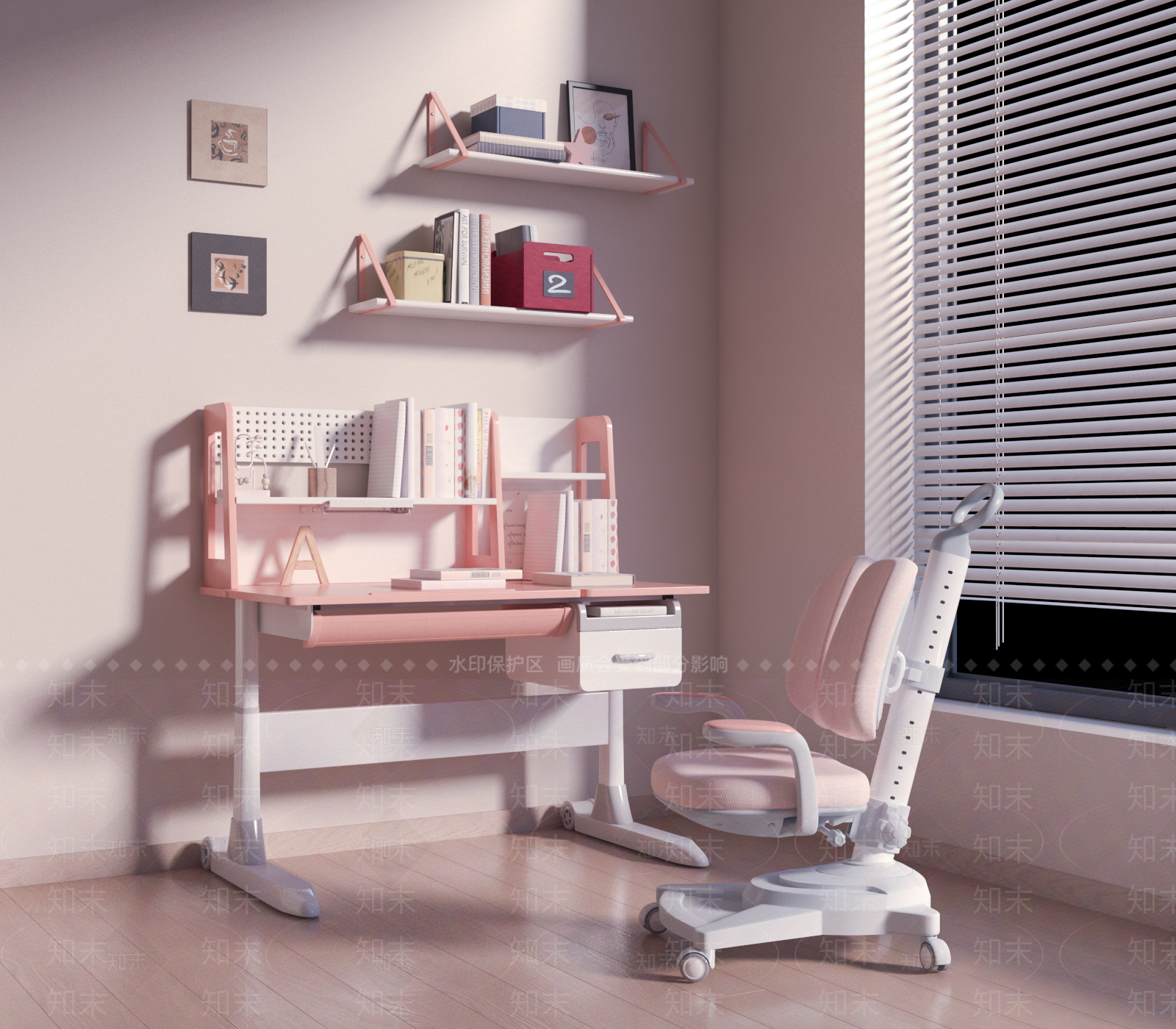 简约简欧儿童桌椅3D模型下载【ID:1193614868】