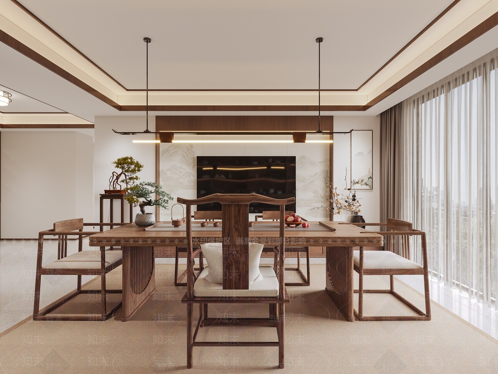 新中式茶室3D模型下载【ID:1193616384】