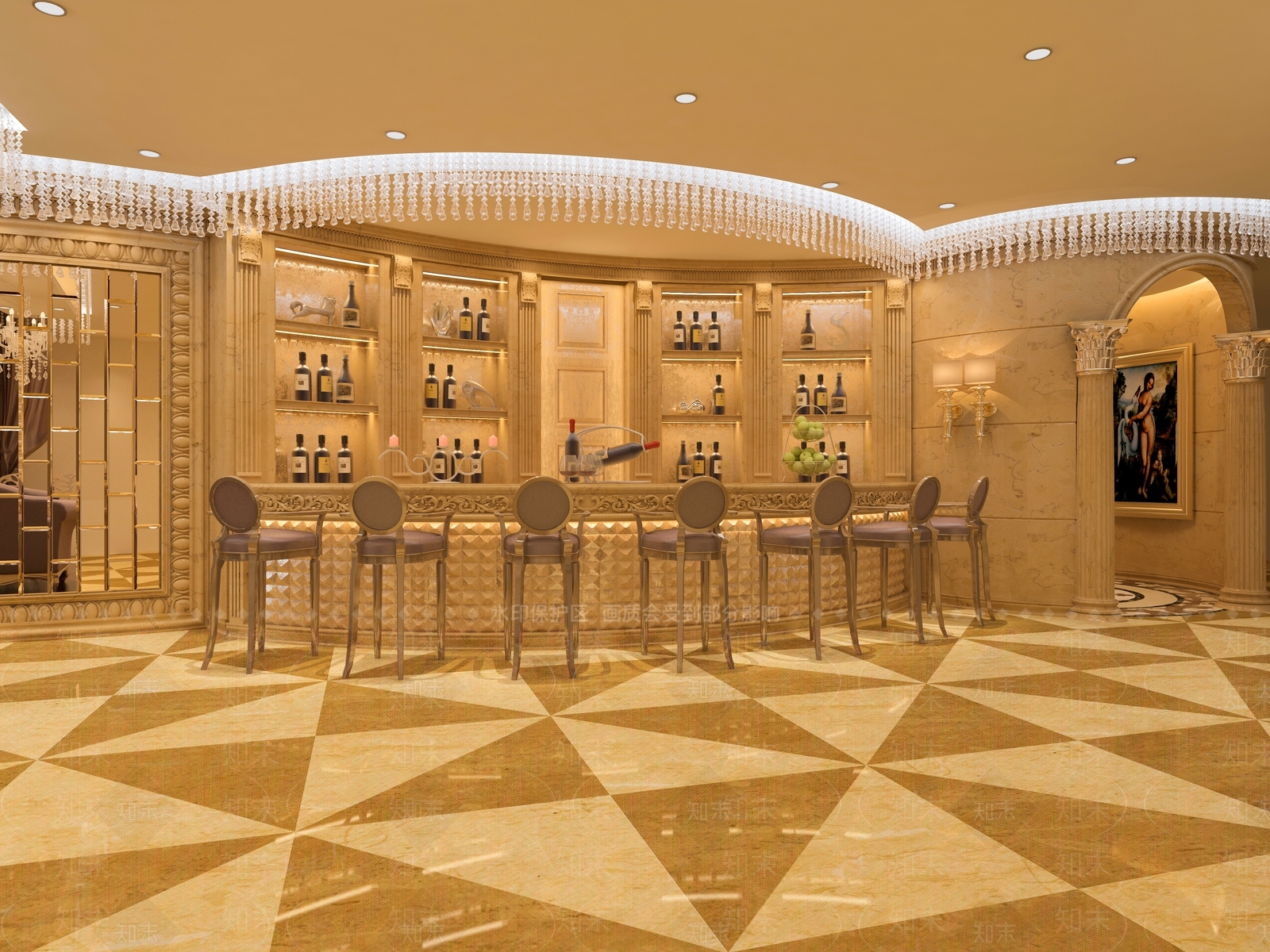 法式欧式大厅3D模型下载【ID:1193617556】