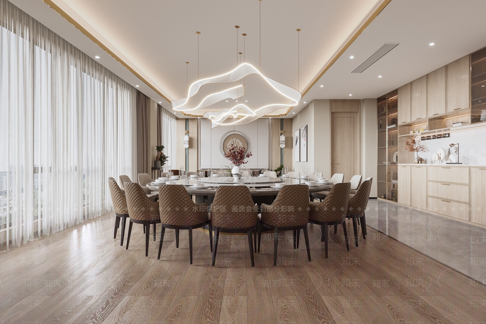 新中式中餐厅3D模型下载【ID:1193618280】