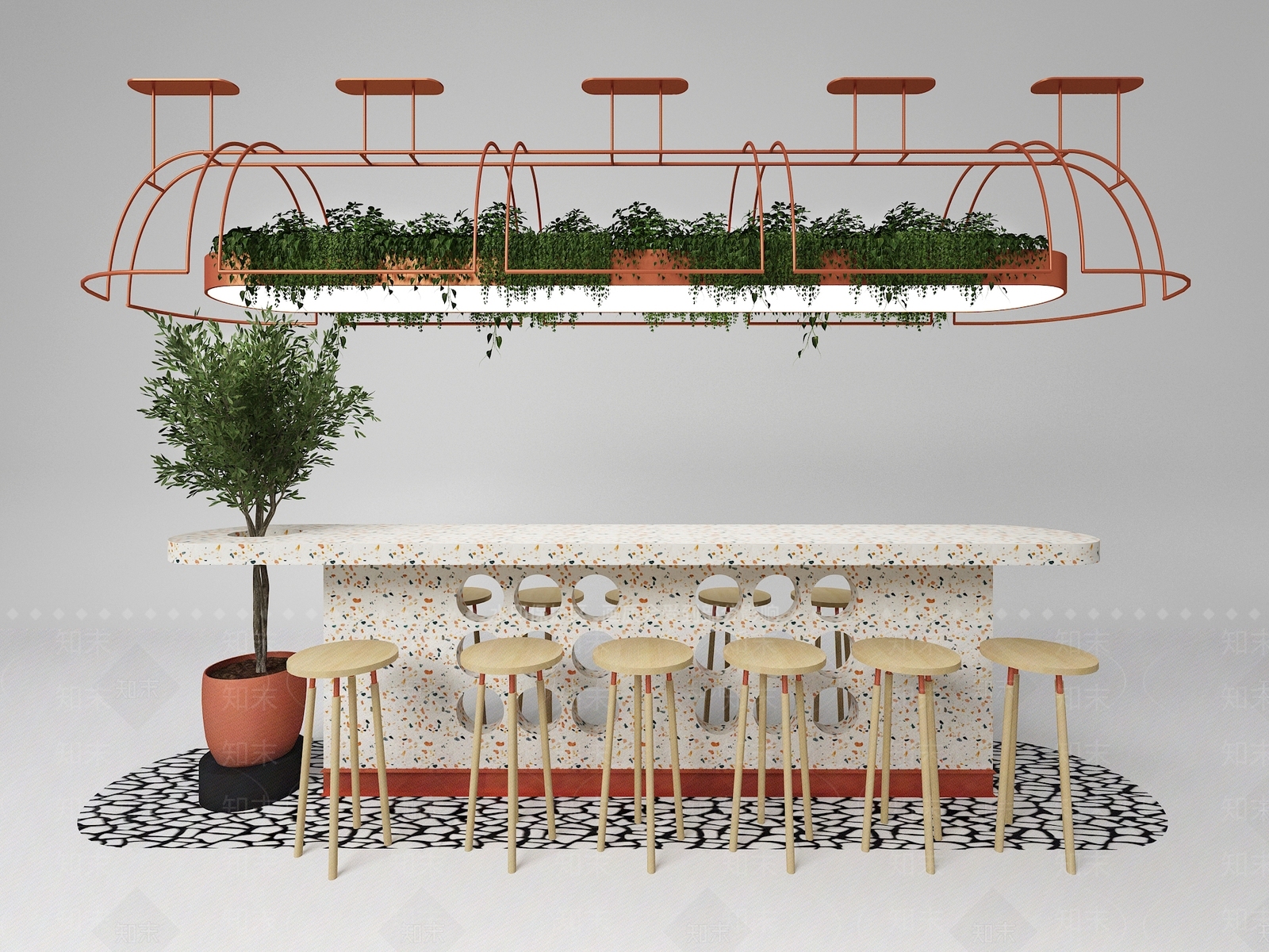 现代北欧自助餐厅3D模型下载【ID:1193618074】