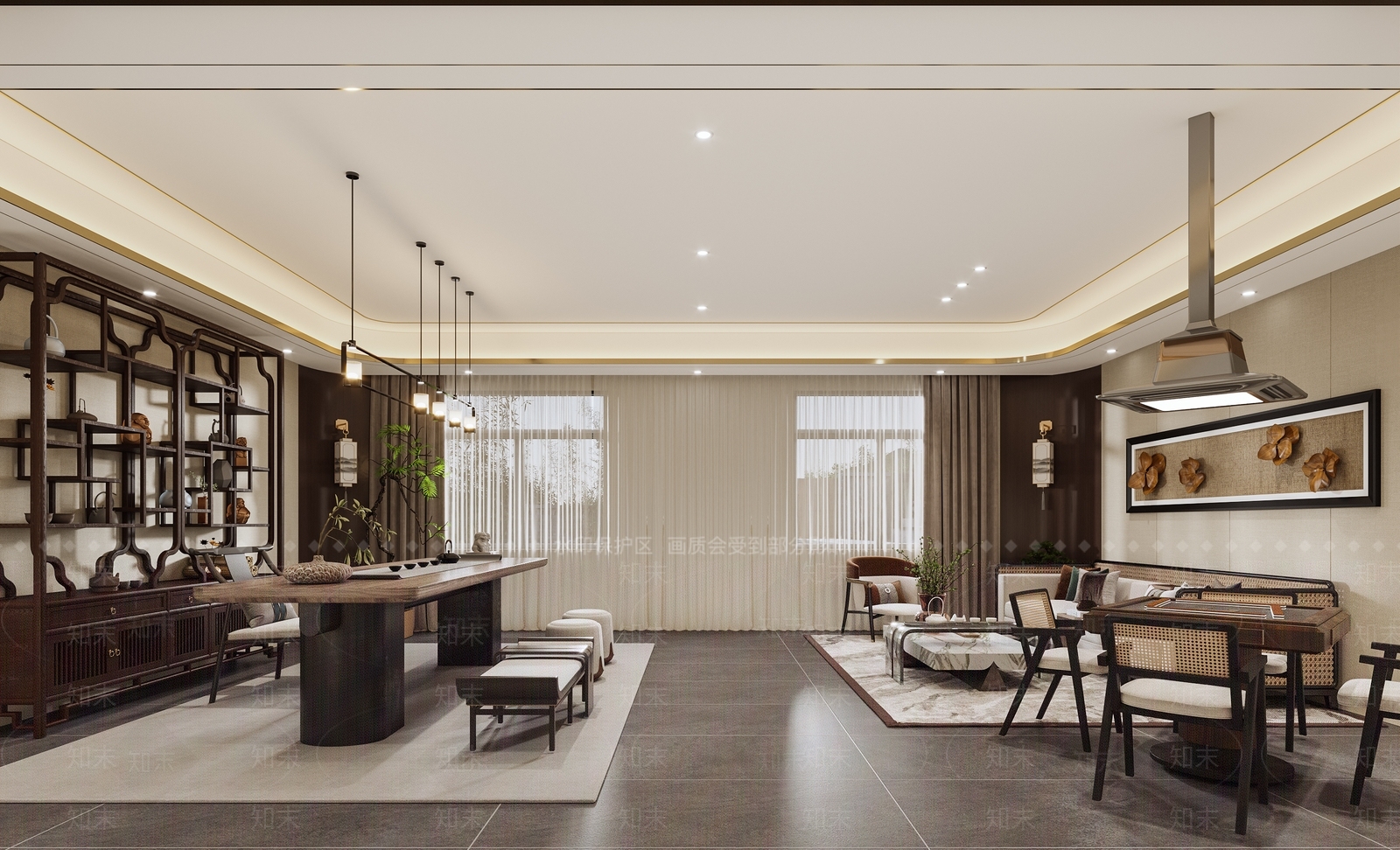 新中式中餐厅3D模型下载【ID:1193619668】