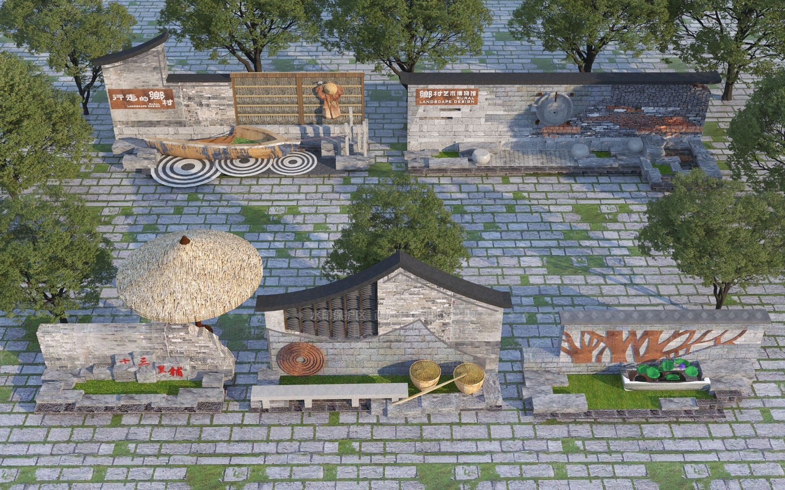 新中式景墙3D模型下载【ID:1193620836】