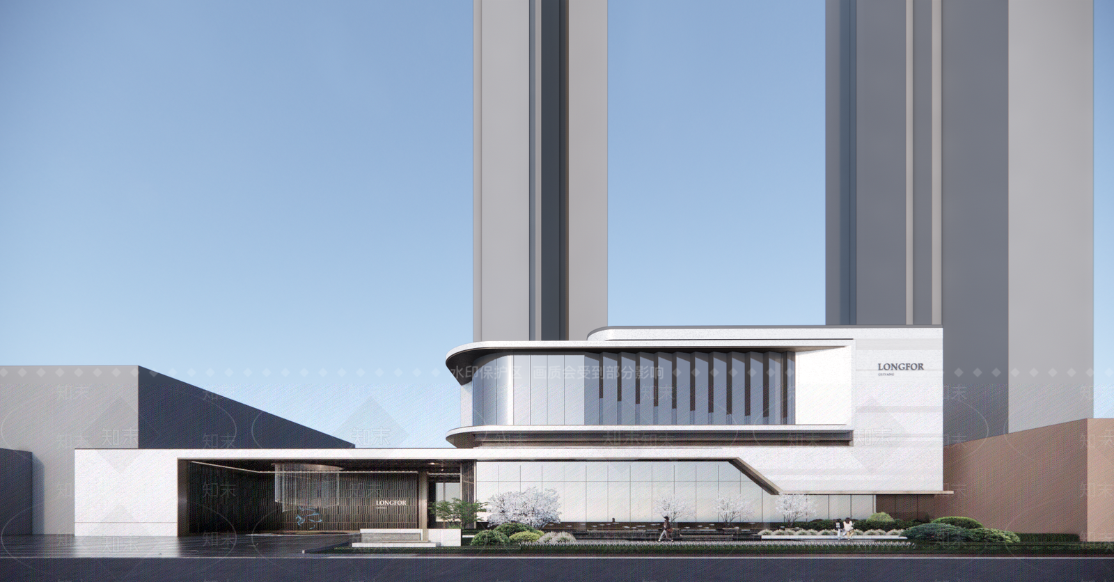 现代售楼处建筑SU模型下载【ID:1193621403】