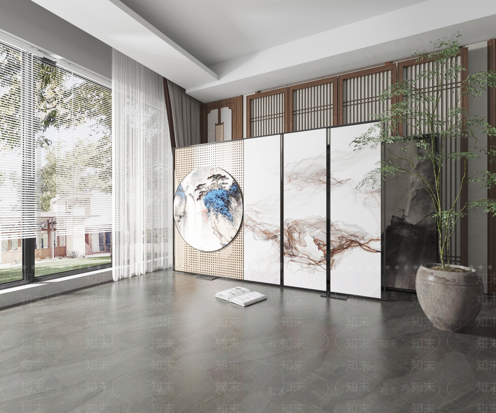 新中式屏风SU模型下载【ID:1193622071】