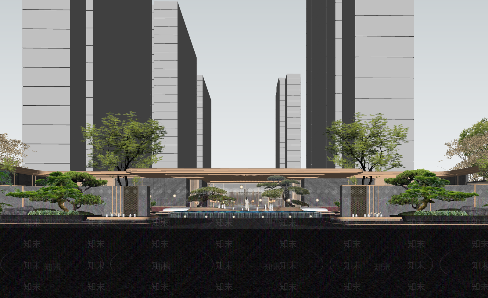 现代小区建筑SU模型下载【ID:1193623681】