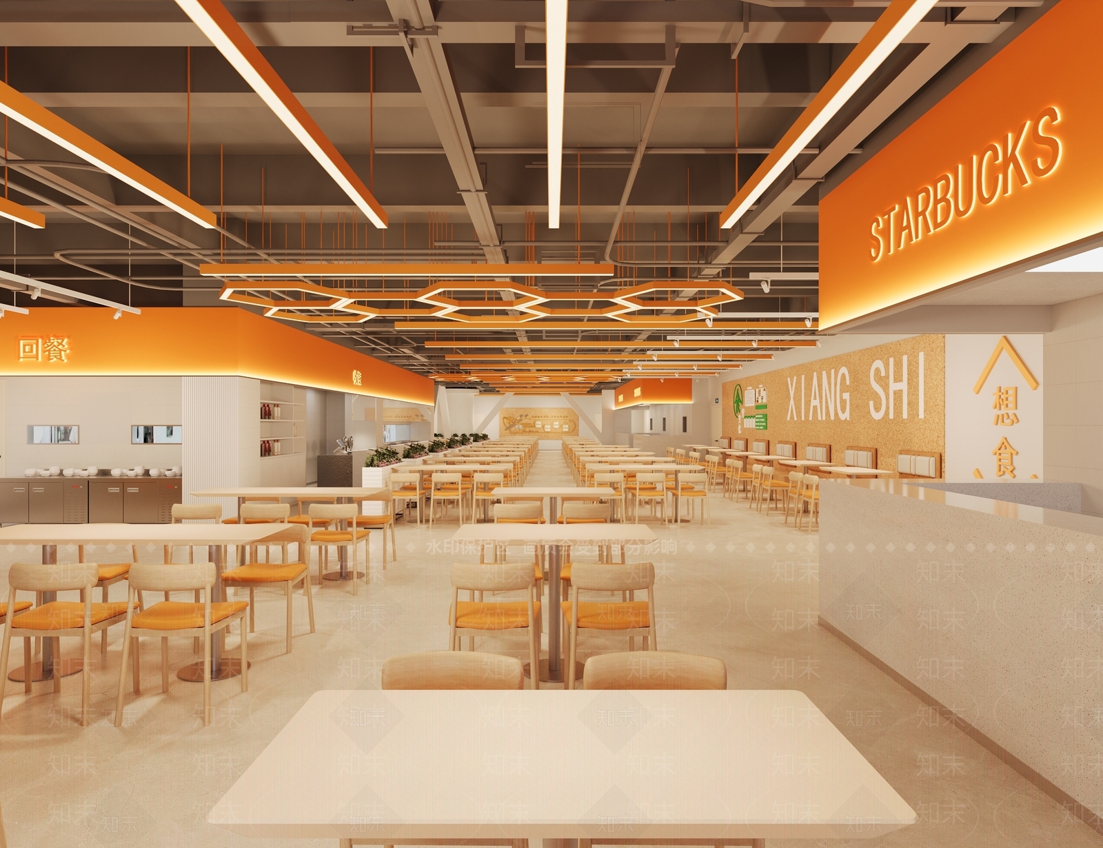 现代简约食堂3D模型下载【ID:1193624568】