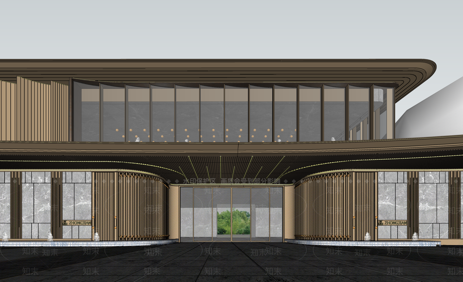 现代售楼处建筑SU模型下载【ID:1193625931】