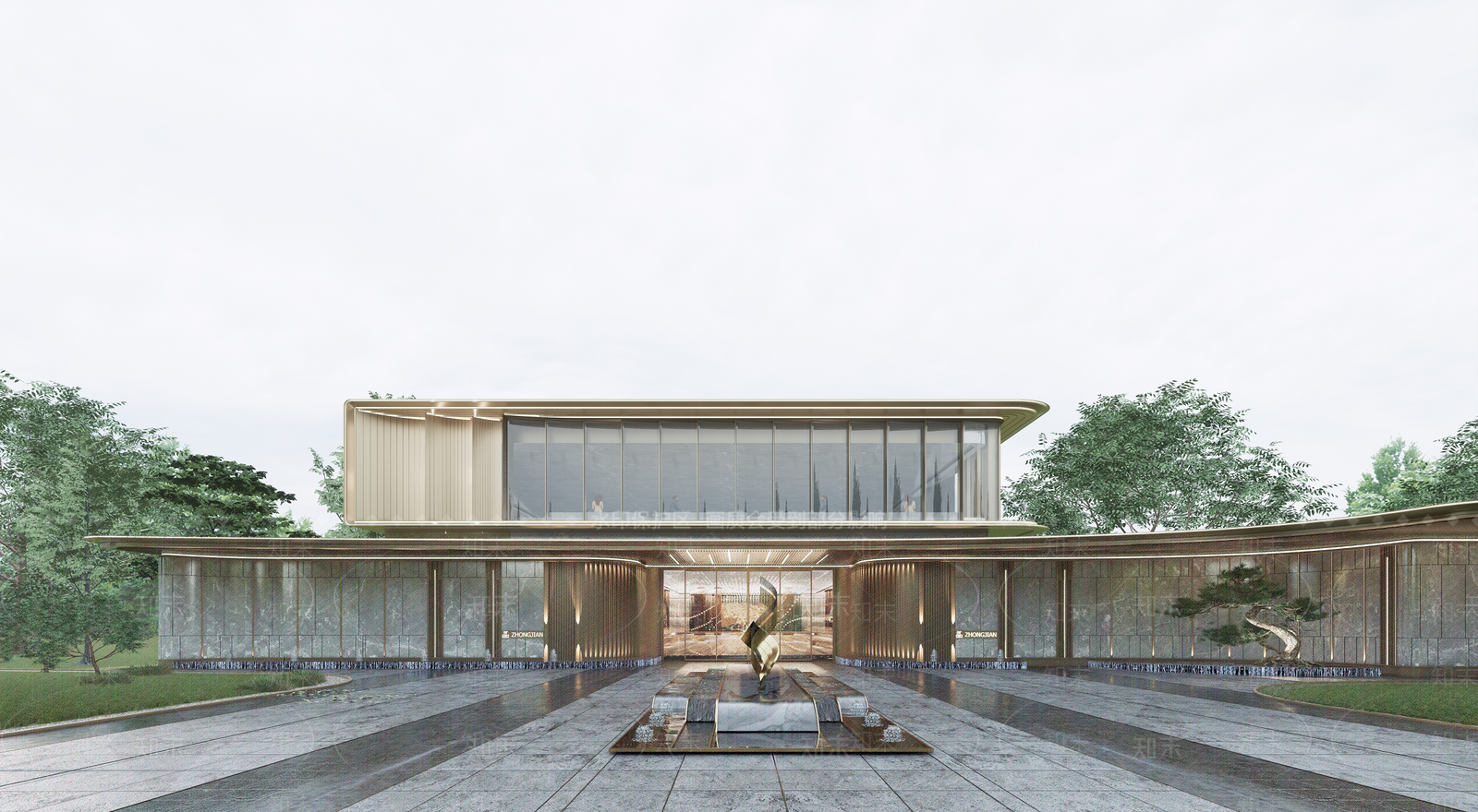 现代售楼处建筑SU模型下载【ID:1193625931】