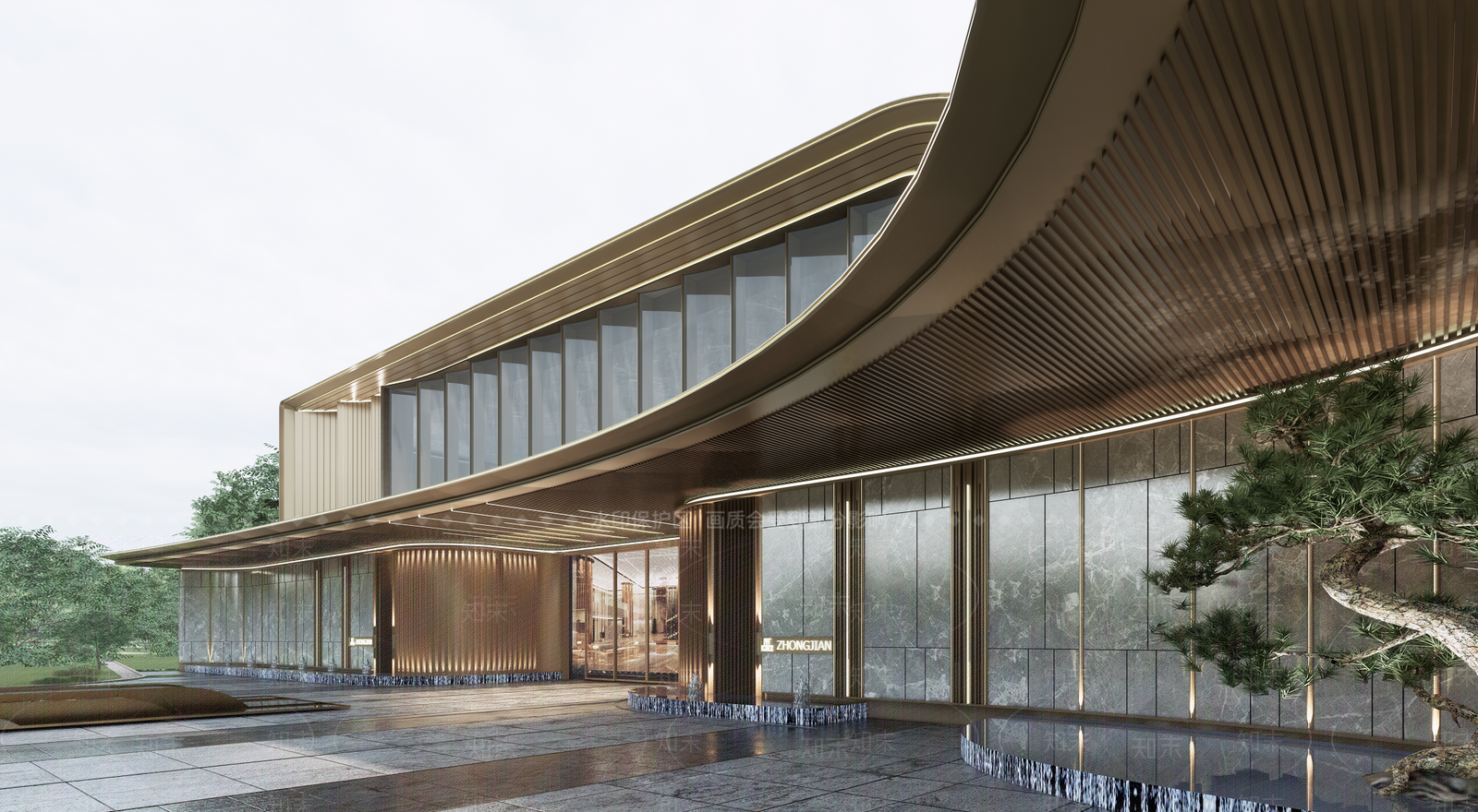 现代售楼处建筑SU模型下载【ID:1193626176】