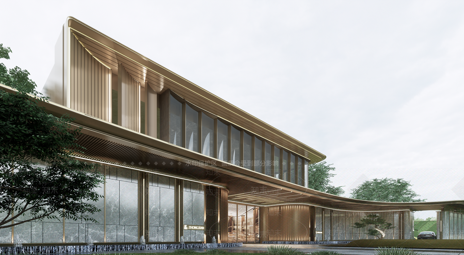现代售楼处建筑SU模型下载【ID:1193626176】