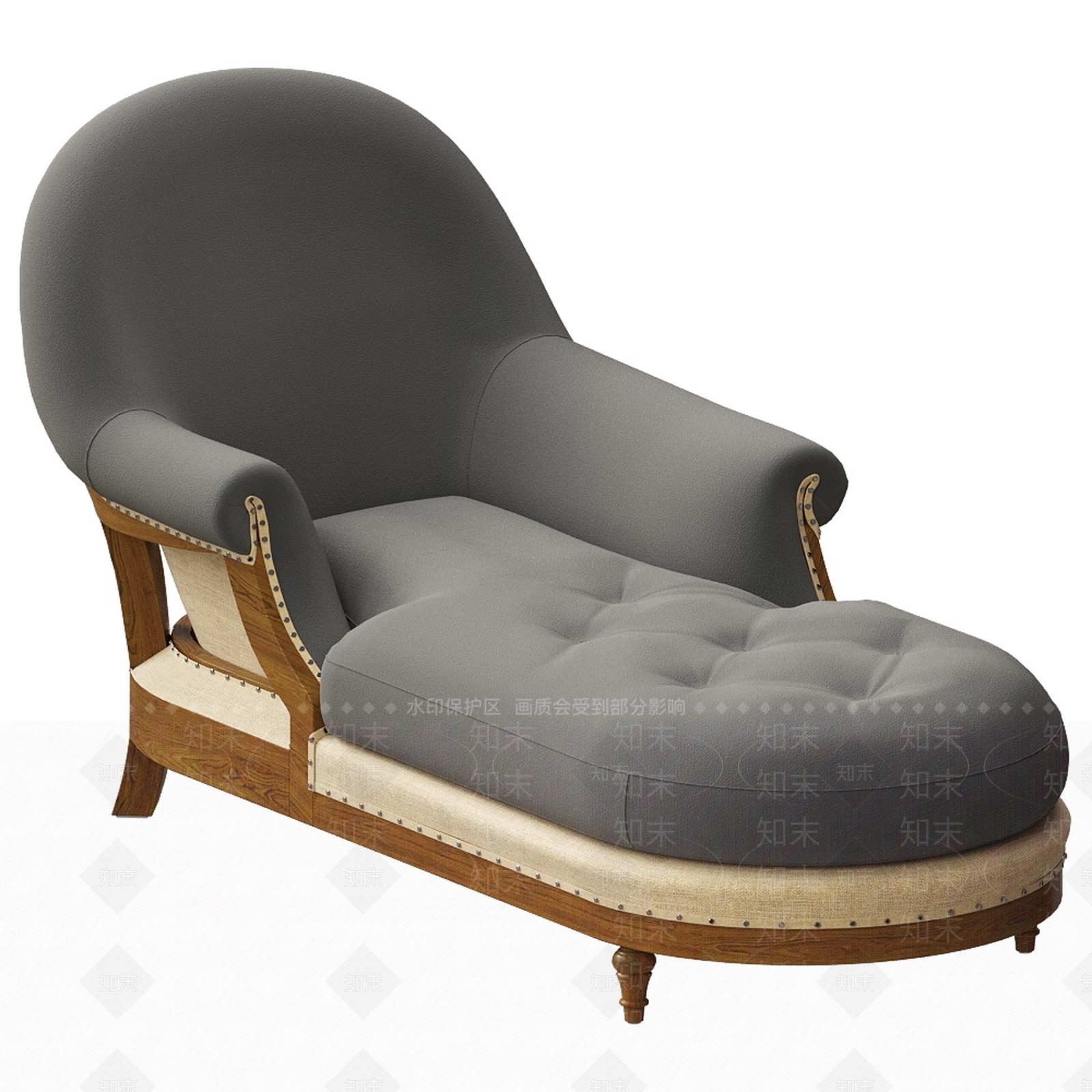 现代法式贵妃椅3D模型下载【ID:1193627935】