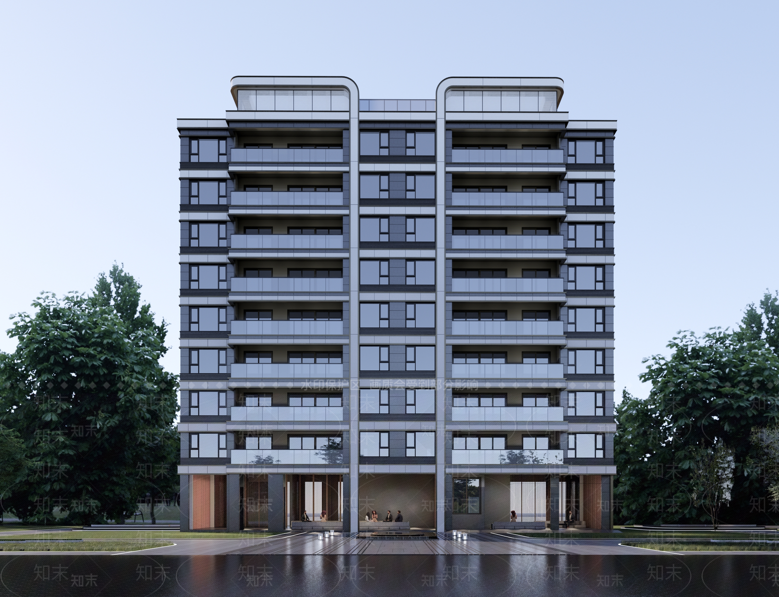 现代多层住宅SU模型下载【ID:1193628303】