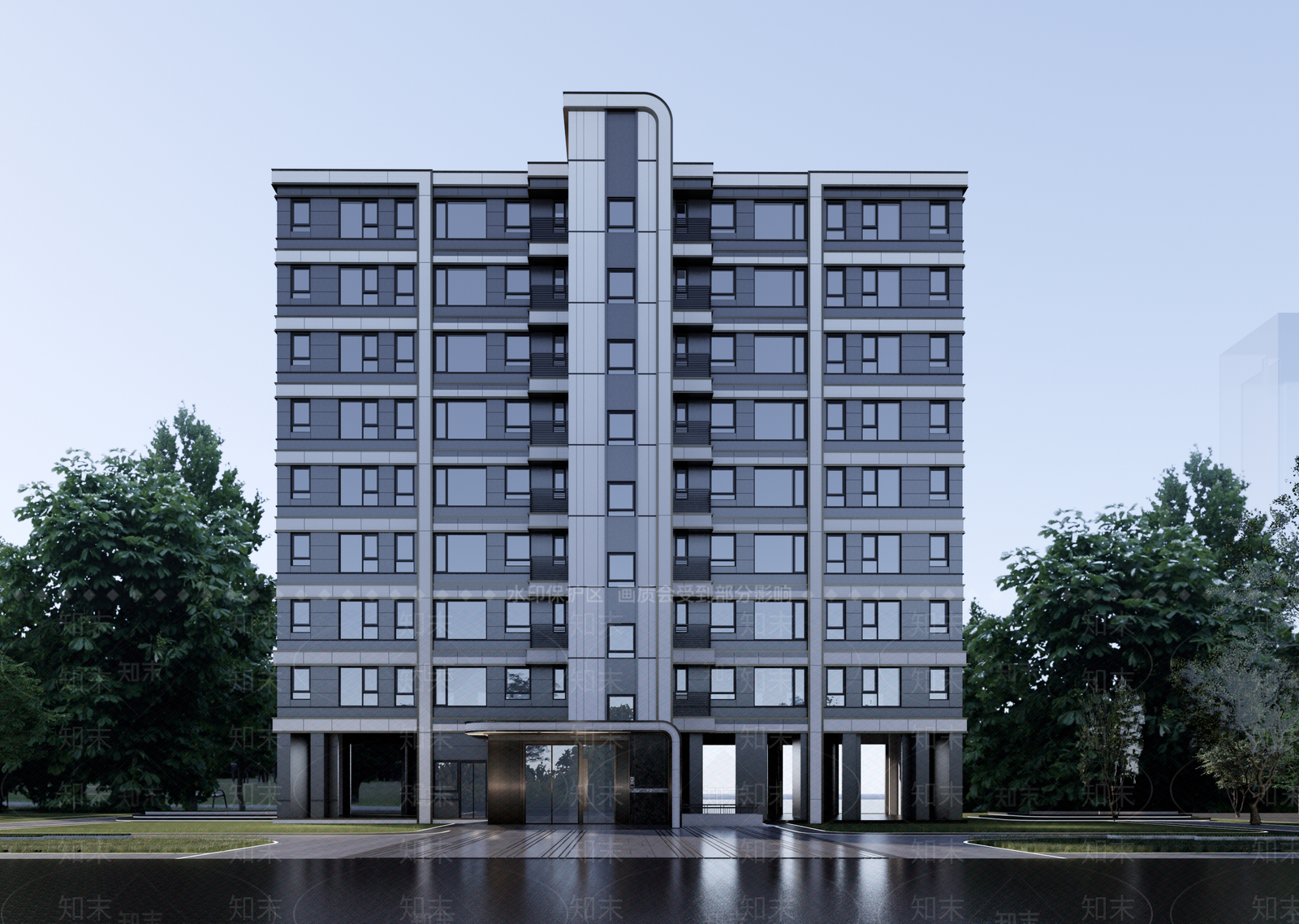 现代多层住宅SU模型下载【ID:1193628303】