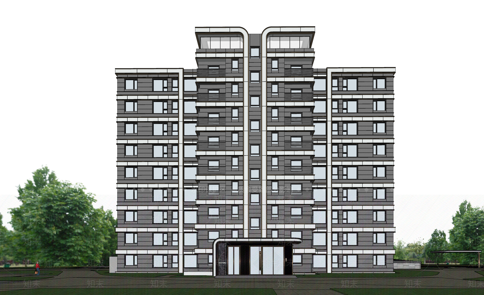 现代多层住宅SU模型下载【ID:1193628448】